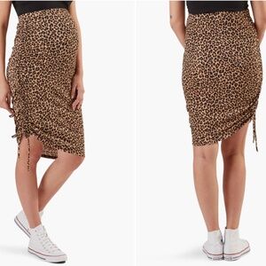 Stowaway Collection Leopard Over Under Cinch Hem Maternity Skirt